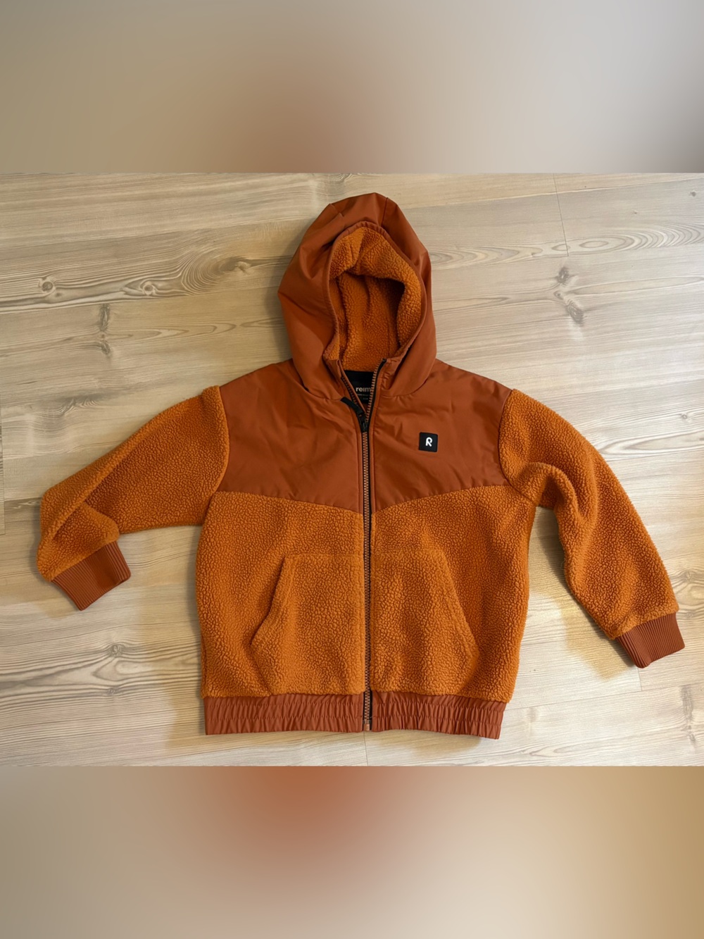 Orange Fleece Hooded Fall Jacket